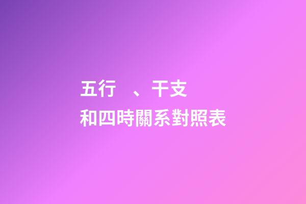 五行、干支和四時關系對照表